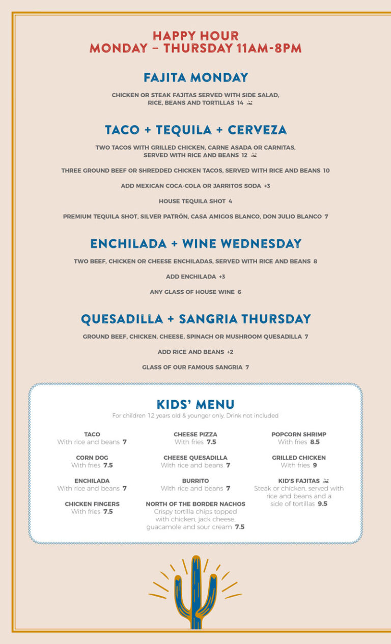 Senor Fox Menu Authentic Mexican Cuisine